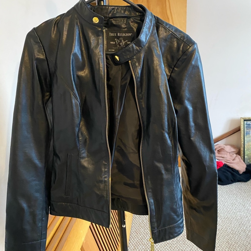 Black faux leather